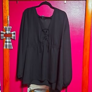 Black plus size sheer shirt